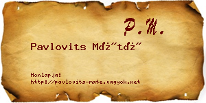 Pavlovits Máté névjegykártya