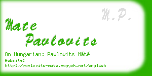 mate pavlovits business card